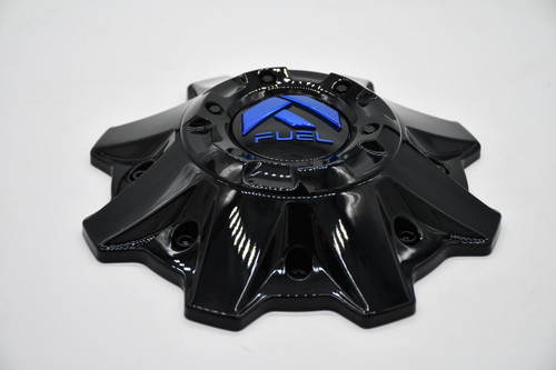 Fuel Gloss Black Blue Logo Wheel Center Cap Hub Cap 1001-83GBK 8.5" D645 Stroke 8 Lug