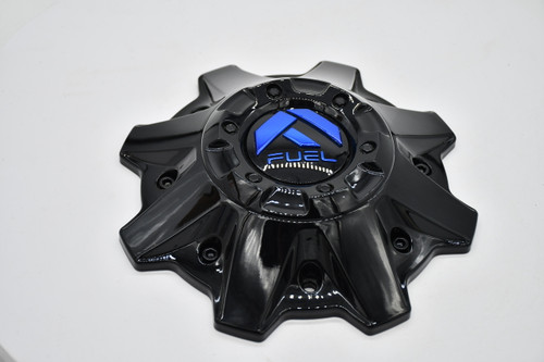 Fuel Gloss Black Blue Logo Wheel Center Cap Hub Cap 1001-83GBK 8.5" D645 Stroke 8 Lug