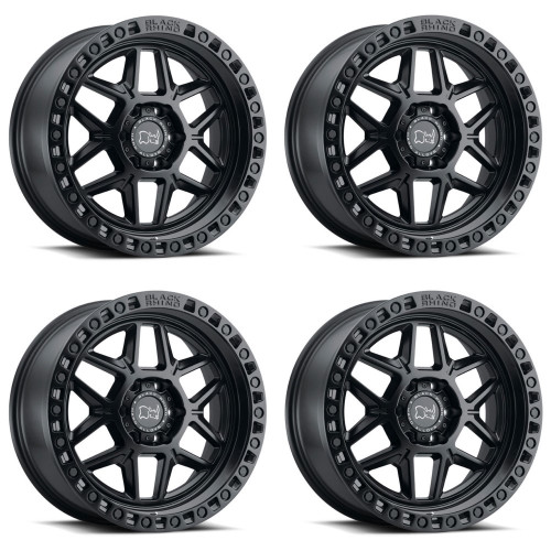 Set 4 Black Rhino Kelso 17x9 5x5 Matte Black Wheels 17" 0mm For Jeep Truck Rims