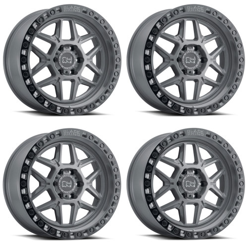 Set 4 Black Rhino Kelso 17x9 6x135 Battleship Gray W/ Black Ring Wheels 17" 0mm