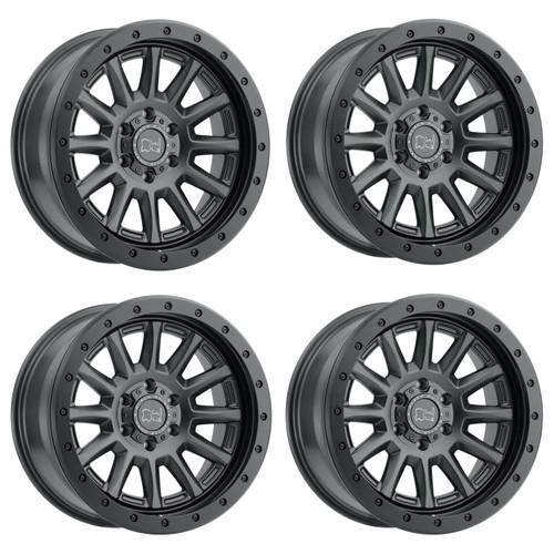 Set 4 Black Rhino Dugger 17x8.5 5x4.5 Gun Black Wheels 17" -18mm Lifted Rims