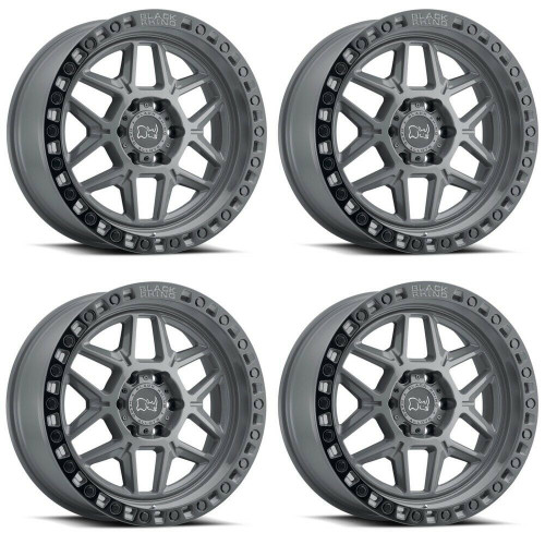 Set 4 Black Rhino Kelso 17x9 6x5.5 Battleship Gray W/ Black Ring Wheels 17" 0mm