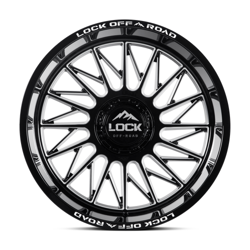 20" Lock Extreme Assault Gloss Black Milled 20x9 8x170 1mm Offroad Truck Wheel