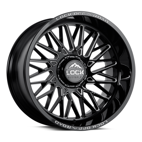 Set 4 20" Lock Extreme Bandit Gloss Black Milled 20x10 6x135 6x5.5 18mm Wheels