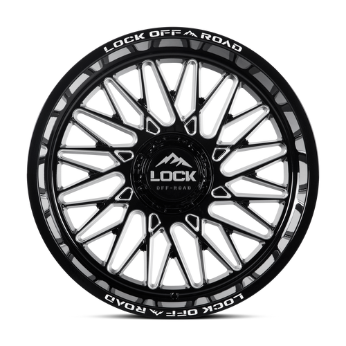 20" Lock Extreme Bandit Gloss Black Milled 20x9 8x180 1mm Offroad Truck Wheel