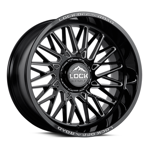 Set 4 20" Lock Extreme Bandit Gloss Black Milled 20x9 Wheels 6x135 6x5.5 1mm Rim