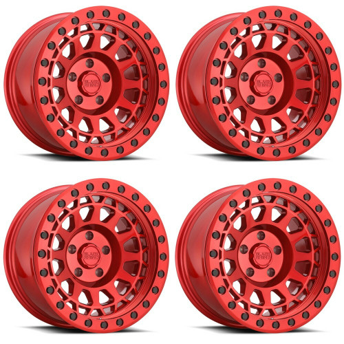 Set 4 Black Rhino PRimsm 17x9 5x5 Candy Red W/ Black Bolts Wheels 17" -18mm Rims