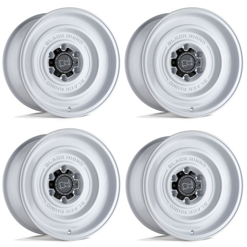 Set 4 17" Black Rhino Solid 17x9.5 6x5.5 Gloss White Wheels -12mm Lifted Rims