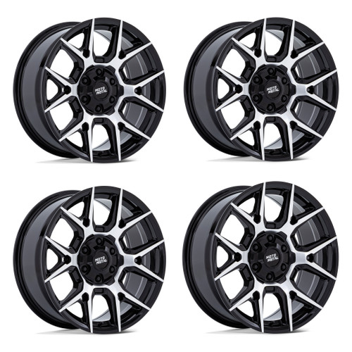 Set 4 17" Moto Metal MO813 Mason 17x8.5 6x5.5 0mm Gloss Black Machined Face Rims Offroad Truck SUV Wheels