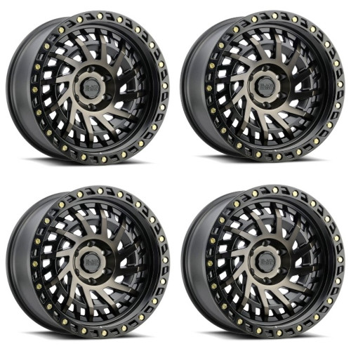 Set 4 Black Rhino Shredder 17x9 6x5.5 Black W  Machined Tint Wheels 17" 0mm