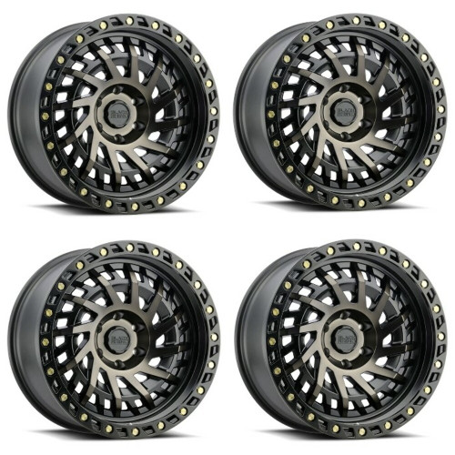 Set 4 Black Rhino Shredder 17x9 5x5.5 Black W  Machined Tint Wheels 17" 0mm