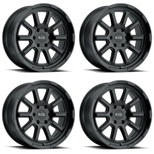 Set 4 Black Rhino Chase 18x8 5x5 Matte Black Wheels 18" 10mm Rims For Jeep