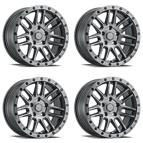 Set 4 Black Rhino Arches 18x8 5x5 Brushed Gunmetal Black Bolts Wheels 18" 30mm