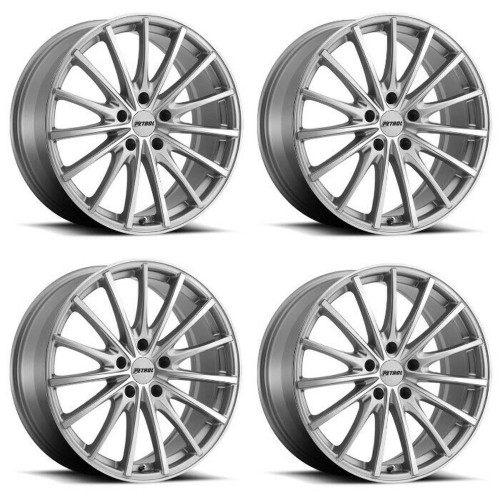 Set 4 18" Petrol P3A 18x8 5x120 Silver Machined Cut Face Wheels 35mm Rims