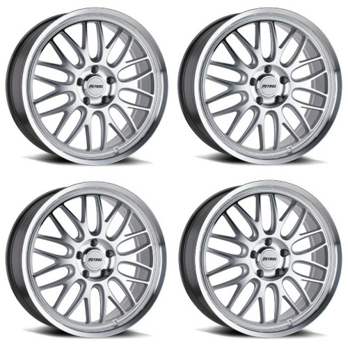 Set 4 Petrol P4C 18x8 5x120 Silver W/ Machined Face & Lip Wheels 18" 35mm Rims