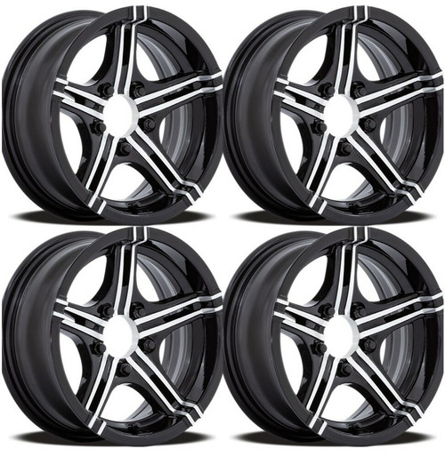 Set 4 15" Helo HE827 PACE Gloss Black Machined 15x6 Wheels 6x5.5  -6mm Rims