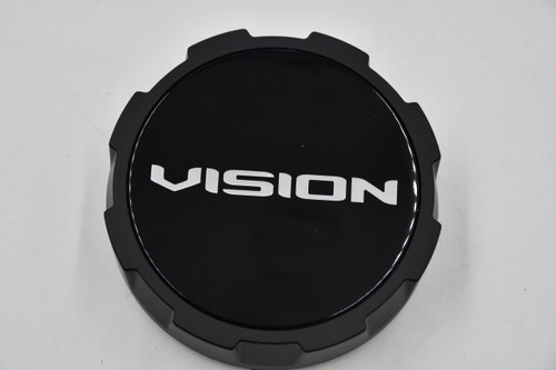 Vision Flat Black/Gloss Black Wheel Center Cap Hub Cap C354SB-8V-ECL 4.875" Vision Snap In