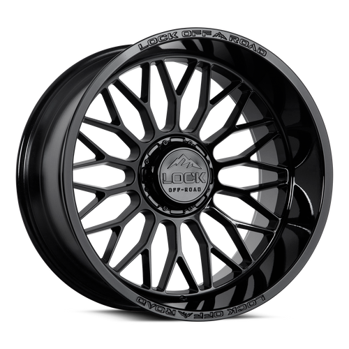 Set 4 20" Lock Extreme Rampage Gloss Black 20x10 Wheels 8x180 18mm Truck Rims
