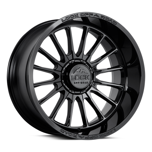 Set 4 20" Lock Extreme Striker Gloss Black 20x10 Wheels 8x180 18mm Truck Rims