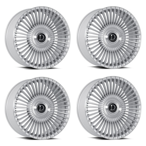 Set 4 24" Dolce Luxury Trento Gloss Sliver Brush Face 24x9 5x115 5x120 15mm Rims