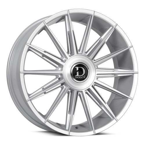 Set 4 24" Dolce Luxury Mirelli Gloss Sliver Brush Face 24x9 5x115 5x120 15mm Rim
