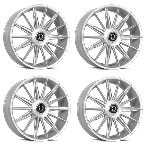 Set 4 24" Dolce Luxury Mirelli Gloss Sliver Brush Face 24x9 5x112 5x4.5 35mm Rim