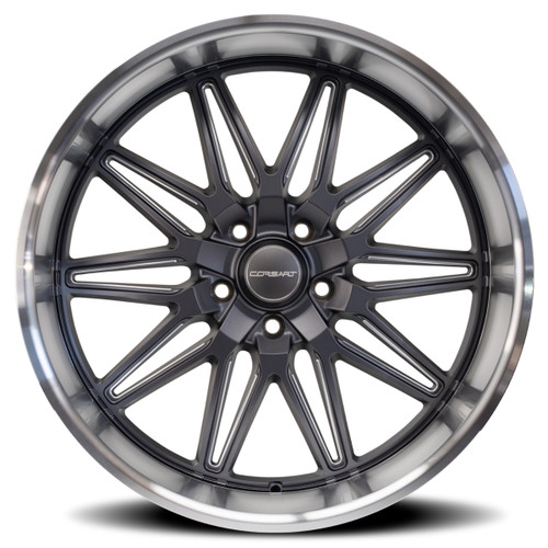 20" Corsart Alcatraz Matte Gunmetal Milled Diamond Cut Lip 20x8.5 5x5 6mm Wheel