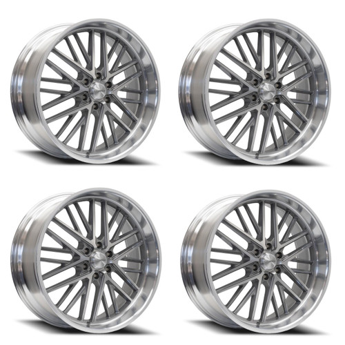 Set 4 24" Corsart Kingpin 6 Brushed Diamond Cut Lip 24x9 Wheels 6x5.5 24mm Rims