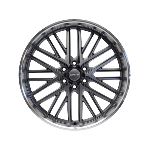 24" Corsart Kingpin 6 Matte Gunmetal Diamond Cut Lip 24x10 Wheel 6x5.5 25mm Rim