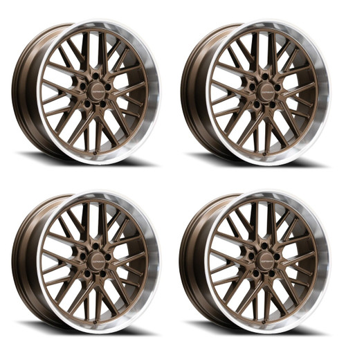 Set 4 22" Corsart Kingpin 5 Matte Bronze Diamond Cut Lip 22x12 5x5 0mm Wheels