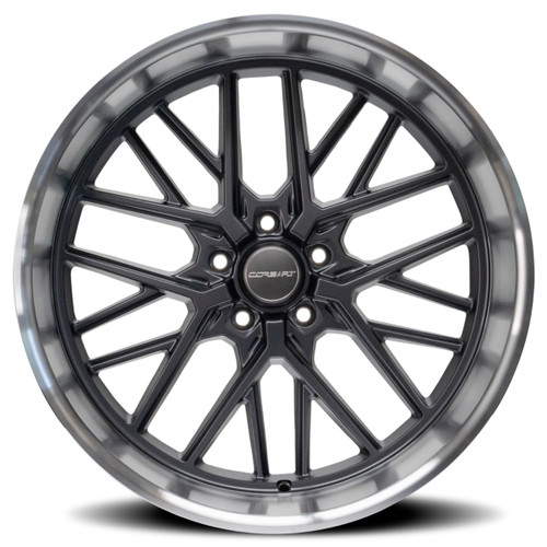 20" Corsart Kingpin 5 Matte Gunmetal Diamond Cut Lip 20x8.5 Wheel 5x5 6mm Rim