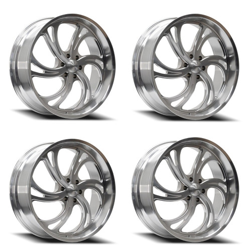 Set 4 24" Corsart Argon 6 Brushed Milled Diamond Cut Lip 24x10 6x135 31mm Wheels