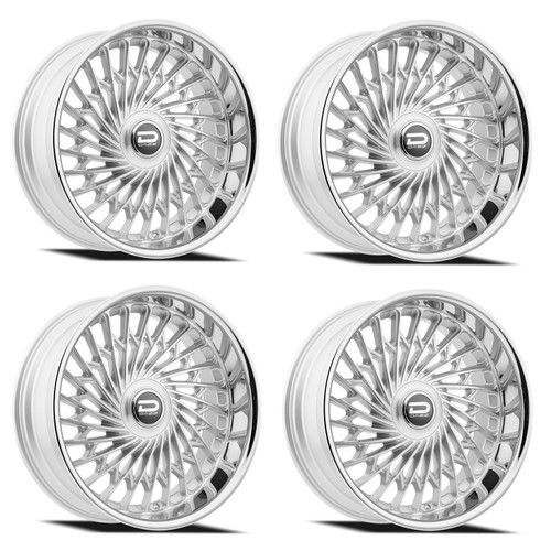 Set 4 24" Dazz Seville Silver Brushed Chrome Stainless Steel Lip 24x9 5x4.75 5x5 0mm