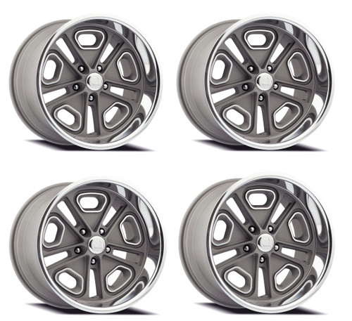Set 4 20" Resto Del Ray Texture Gun Metal Milled Diamond Cut Lip 20x8 5x4.5 1mm