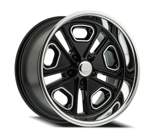 20" Resto Del Ray Glossy Black Milled Diamond Cut Lip 20x9.5 5x4.5 1mm Wheel