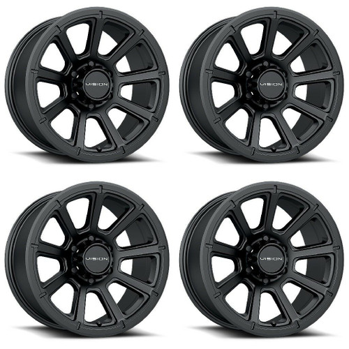 Set 4 20" Vision Off-Road 353 Turbine Matte Black Wheels 20x9 6x135 Rims 18mm