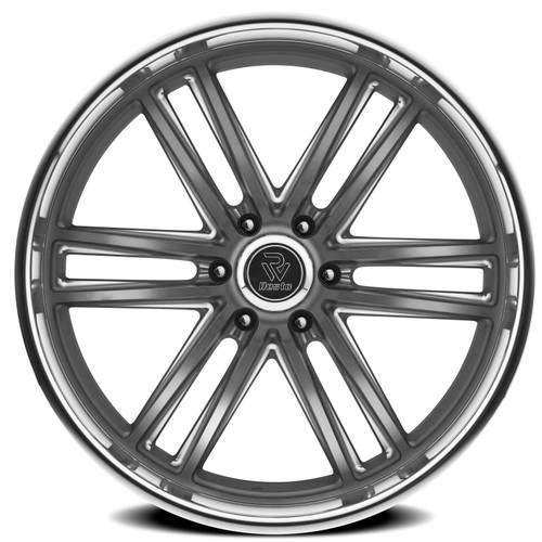 24" Resto Maverick Texture Gun Metal  Milled Diamond Cut Lip 24x9 6x5.5 25mm Rim