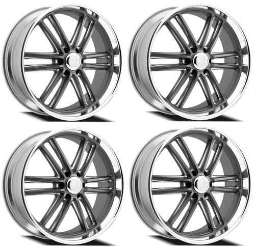 Set 4 24" Resto Maverick Texture Gun Metal Milled Diamond Cut Lip 24x10 6x5.5 25mm