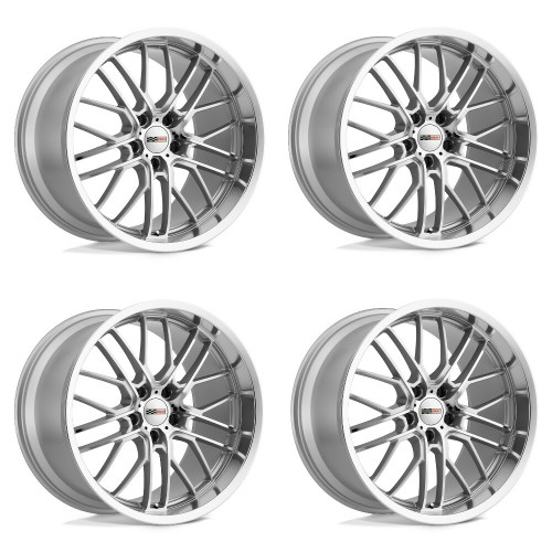 Set 4 Cray Eagle 19x10.5 5x4.75 69mm Silver W/ Mirror Cut Face & Lip Wheels