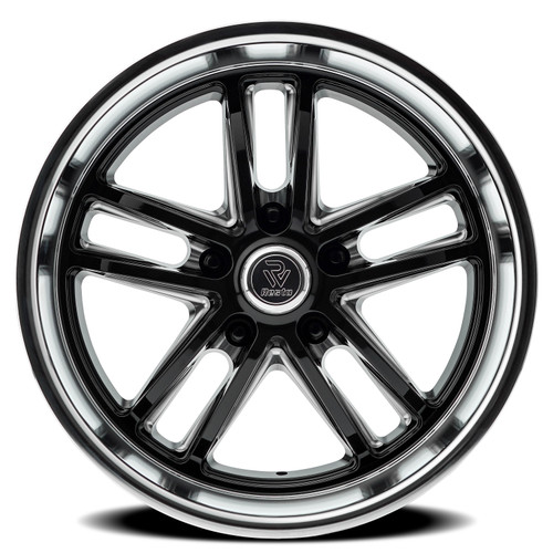 22" Resto Maverick Glossy Black Milled Window Diamond Cut Lip 22x10.5 5x4.75 1mm
