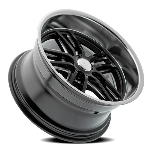 20" Resto Maverick Glossy Black Milled Window Diamond Cut Lip 20x9.5 5x5 1mm Rim