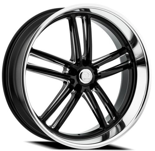 24" Resto Maverick Gloss Black Milled Window Diamond Cut Lip 24x9 6x5.5 25mm Rim