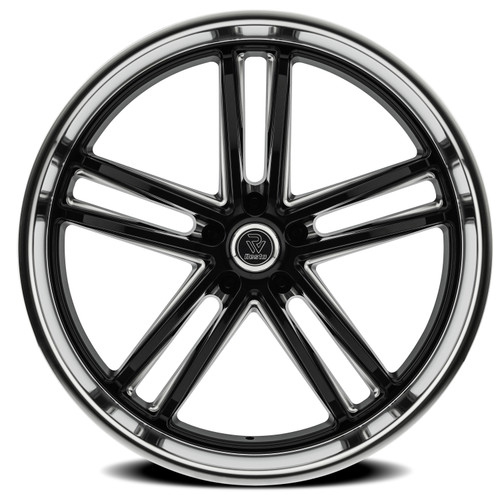 24" Resto Maverick Gloss Black Milled Window Diamond Cut Lip 24x10 5x5 5mm Wheel