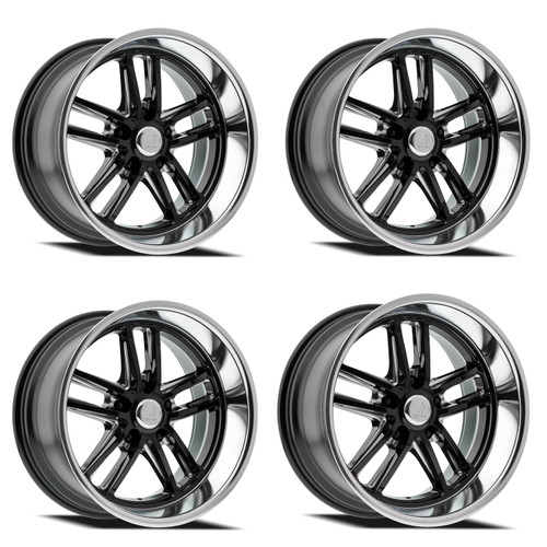 Set 4 22" Resto Maverick Glossy Black Milled Diamond Cut Lip 22x10.5 5x5 12mm