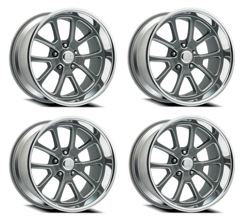 Set 4 18" Resto Laguna Texture Gun Metal Milled Diamond Cut Lip 18x9.5 5x5 1mm