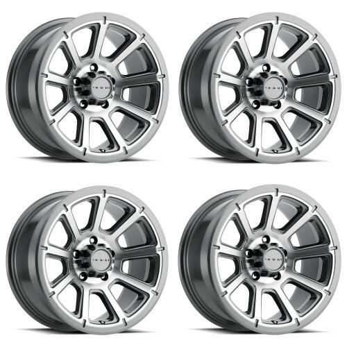 Set 4 17" Vision HD 353 Turbine Gunmetal Machined Face Wheels 17x6.5 5x4.5 0mm