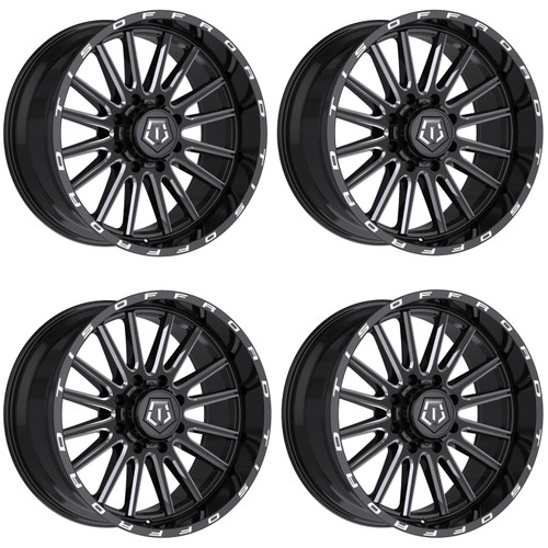 Set 4 20" TIS 567BM Gloss Black Milled Accents Wheels 20x10 8x180 -25mm Rims