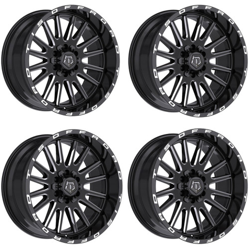 Set 4 20" TIS 567BM Gloss Black Milled Accents Wheels 20x9 6x135 6x5.5 18mm Rims