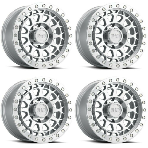 Set 4 Black Rhino Primm 18x9.5 6x5.5 Silver Mirror Machine Ring Wheels 18" -12mm