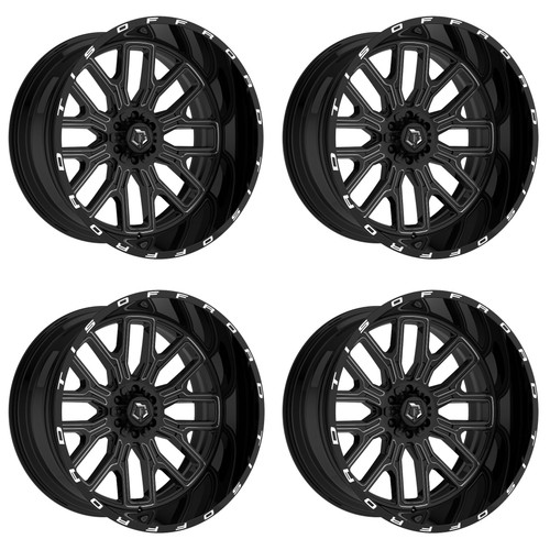 Set 4 24" TIS 560BM Gloss Black Milled Accents Wheels 24x14 8x170 -76mm Rims